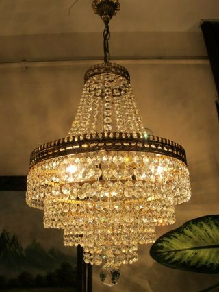 Antique Vnt.  Rare Austria Real Swarovski Crystal Chandelier Light 1940 