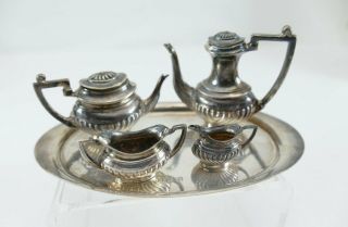 Fine English Sterling Silver Tea Set With Tray Birmingham Ca - 
