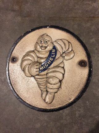 Michelin Man Tire Advertising Oil Sign Vintage Style Gas Coal Cast Iron Plaque E
