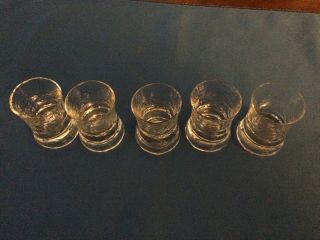(5) Vintage Heavy Libbey Clear Glass Shot Glasses Dimpled Pattern 2 1/2 " Tall (: