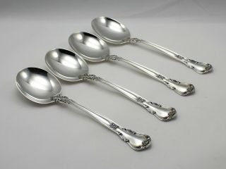 Gorham Chantilly Sterling Silver Cream Soup Spoons - Set Of 4 - 6 1/4 " - No Mono