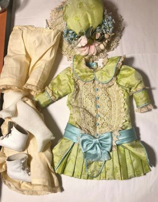 Gorgeous Antique Style Vintage French Child Doll 6pc Silk & Lace Outfit