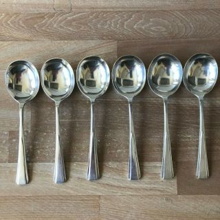 Lovely Set Of 6 Sheffield Sterling Silver Soup Spoons Robets & Belk 1945