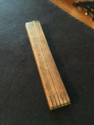 Vintage Wood And Brass Folding Ruler,  Measures To 24 Inches