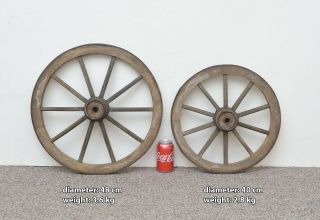 set of 4 vintage old wooden cart carriage wagon wheels wheel - 48 cm / 40 cm 2
