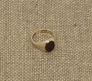 Dainty Red Carnelian Signet Ring Vintage 9ct 9k Solid Rose Gold Pinky Ring