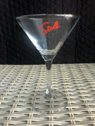 Stoli Martini Glass 4oz Red Logo
