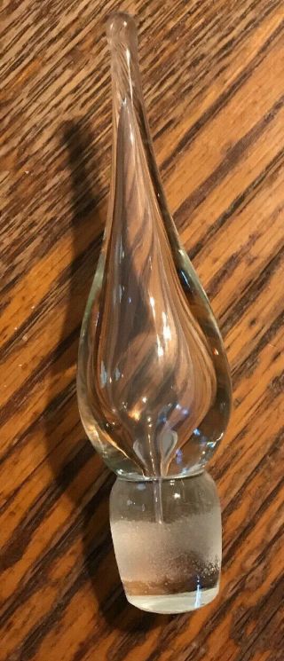 Vintage Quality Heavy Crystal Glass Bottle Decanter Stopper 5” Teardrop Shape
