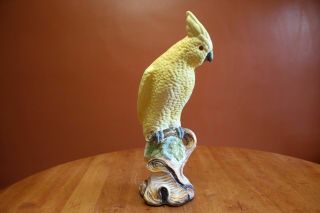 Vintage Mid Century Large Ceramic Cockatoo Parrot Bird 7 " X8 " X20 " Marked Italy