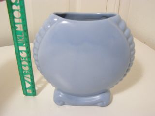 Vintage Blue Matt Catalina Island Pottery Scroll Foot Vase 604mint
