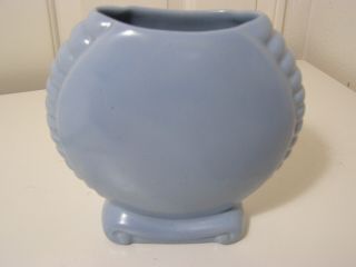 Vintage Blue Matt Catalina Island pottery Scroll Foot vase 604Mint 3