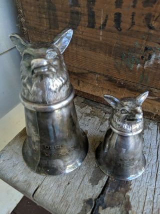Vintage Fox Stirrup Cups Fox head wolf head 