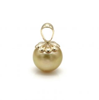 Vintage 14k Yellow Gold 4.  6 Ct Golden South Sea Pearl Aa Quality Pendant 941b - 9