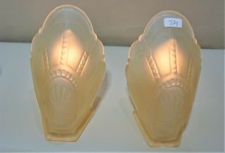 Antique Art Deco Slip Glass Shades For Chandelier And Sconce 1 Pair