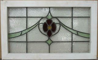 Old English Leaded Stained Glass Window Transom Pretty Floral Swag 27 " X 16.  75 "
