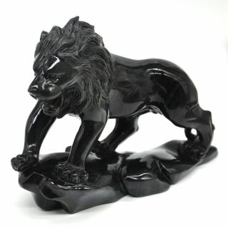 8 " Lion Figurine Rainbow Black Obsidian Crystal Healing Animal Gemstone Carving
