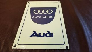 Vintage Audi Porcelain Gas Automobile Service Station Dealership Union Sign