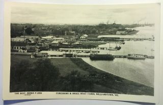 Vintage Real Photo Postcard Williamstown Boat Yard Melbourne Australian Rose