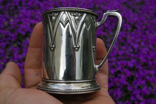 Antique Silver Tankard.  Victorian Silver Cup.  1870s Silver Tankard.  Christening Cup