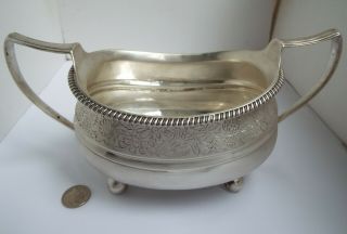 Large Heavy Decorative English Antique Georgian 1812 Sterling Silver Sugar Bowl