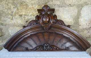 30 " Antique French Hand Carved Wood Architectural Pediment Panel Solid Oak