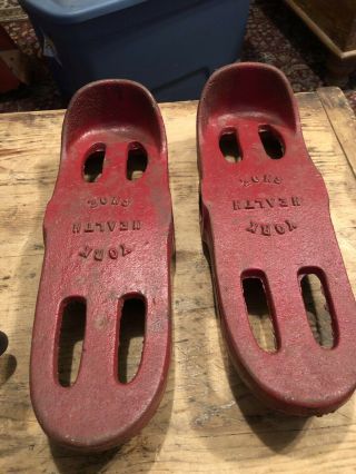 Vintage York Health Shoes Cast Iron For 1 " Barbells Pair No Straps 11 " Long