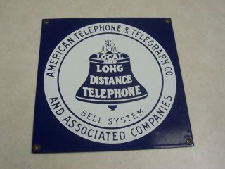 Vintage American Telephone & Telegraph Co.  Enameled Porcelain Advertising Sign