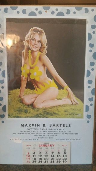 VTG Lift Up Perfect Pin Up Girly Risque Calendar Cardboard Back 1971 2