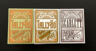 Olive Tally Ho Playing Cards - Bonus Scarlett Display Deck - Kings Wild Project