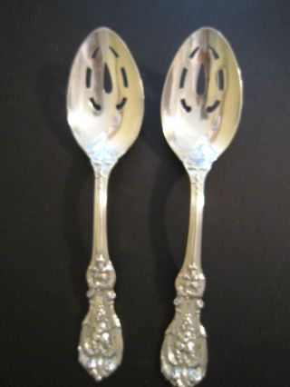 Set Of 2 Reed & Barton Francis I Sterling Silver Large Slotted Serving Spoons