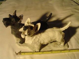 Rosenthal Figurine A Black & White Scottish Terriers 6 " Tall