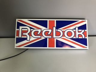Vintage Reebok Classic British Flag Lighted Store Display Sign