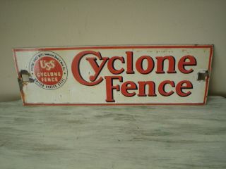 Vintage Cyclone Fence Co.  Porcelain Fence Sign 14 1/2 " X 4 3/8 "