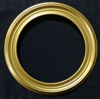 Gold Painted Wood Round Frame For Plate Display Out = 11 " In = 9 1/2 "