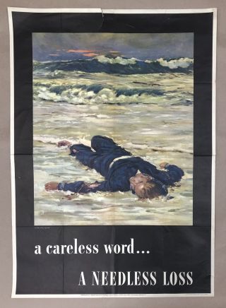 Wwii Vintage Poster A Careless Word A Needless Loss World War Ii Usa