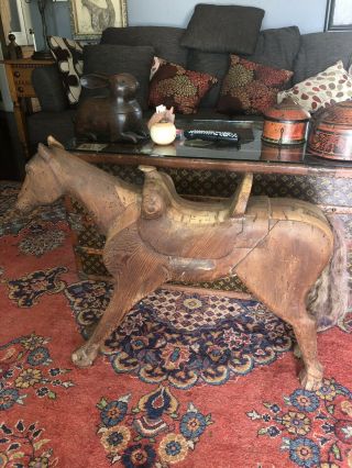 Antique/vintage Wooden Carved Folk Art Primitive Horse Ranch Trade Sign