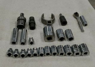Vintage Assorted Snap - On 1/4 ",  3/8 " & 1/2 " - Drive Sae & Metric Sockets