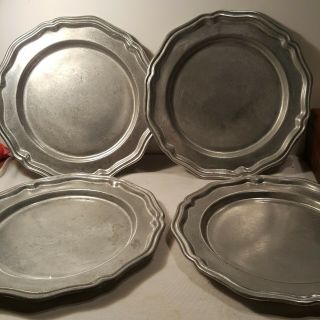 Vintage Pewter Metal Crown - Castle Ltd.  Usa Made 10 Inch Dinner Plates