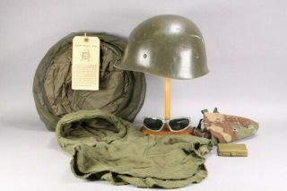 Vintage Wwii ? Us Army Helmet,  Mosquito Net,  Cammo Paint,  Head Cover