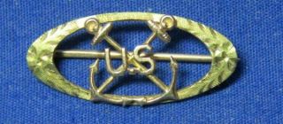 Pre - Wwii Solid 10k Gold Navy Naval Boatswain Home Front Sweetheart Pin