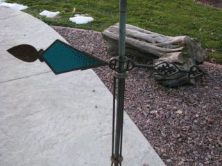All Turquoise Blue Kite Tail Old Lightning Rod Weathervane