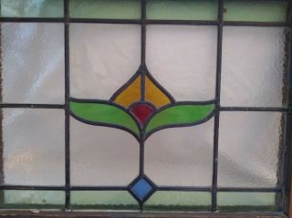 Antique Arts & Crafts American Stained Leaded Glass Floral Window 20 