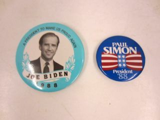 Vintage Orig 1988 Joe Biden/paul Simon For President Campaign Button Politics