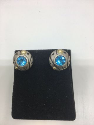 John Atencio 18k Sterling Silver Earrings Blue Stone