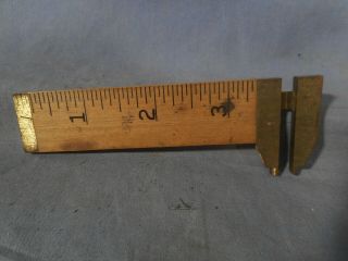 Vintage STANLEY No 136 Boxwood And Brass Inside/outside Ruler Caliper 2