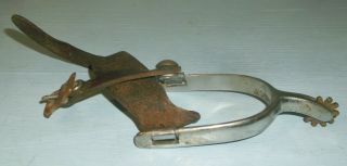 Small Single Western Spur W/ Leather Strap Brass Rowell & Buttons Decor Replace