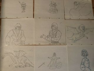 MOTU Filmation PRODUCTION FOLDER with 10 animation drawings He - Man 2
