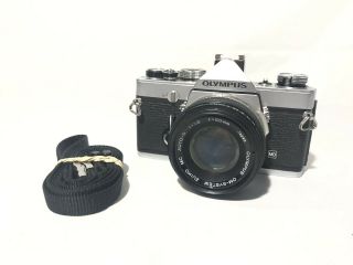 Vintage Olympus Om - 1 Camera With A 50mm 1.  8 Lens & Strap