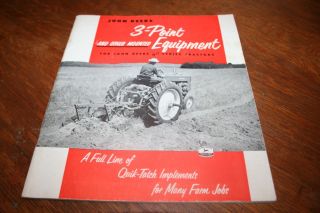 John Deere 3 - Point And Mounted Equipment For 40 Series Tractors Brochure 1953