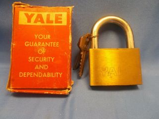 Vintage Yale Padlock Lock Solid Brass W/keys Made In Italy